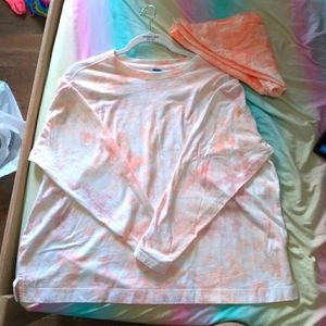 Pink and White tie-dye long sleeve shirt from Old Navy size XL